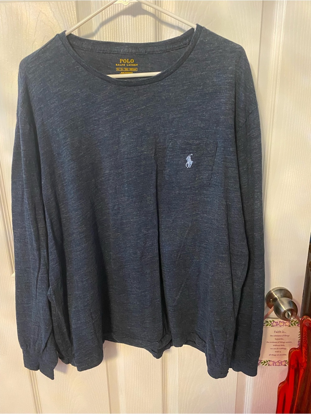 Polo by Ralph Lauren Medium Navy Long-Sleeve Pocket Tee